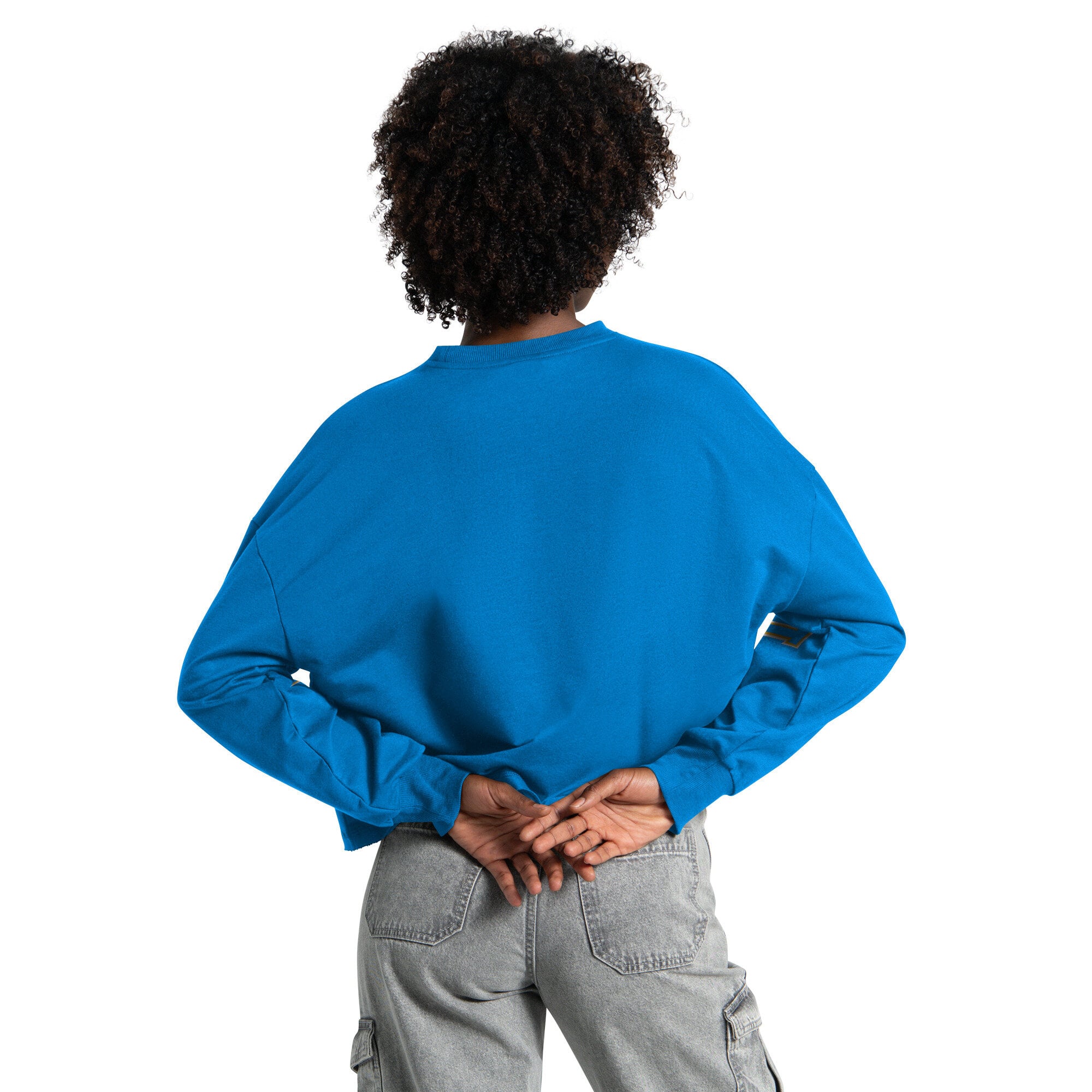 Sweat-shirt court Starter bleu poudré pour femme, Los Angeles Chargers Bleachers