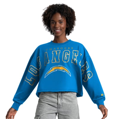 Los Angeles Chargers Starter Women's Bleachers Cropped Sweatshirt - Powder Blue