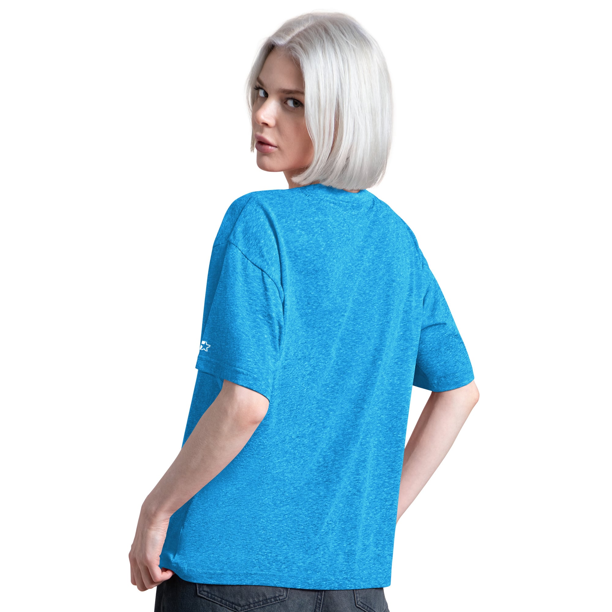 T-shirt Starter pour femme, bleu poudre, Los Angeles Chargers, Jump Shot Boyfriend, mélange de trois matières