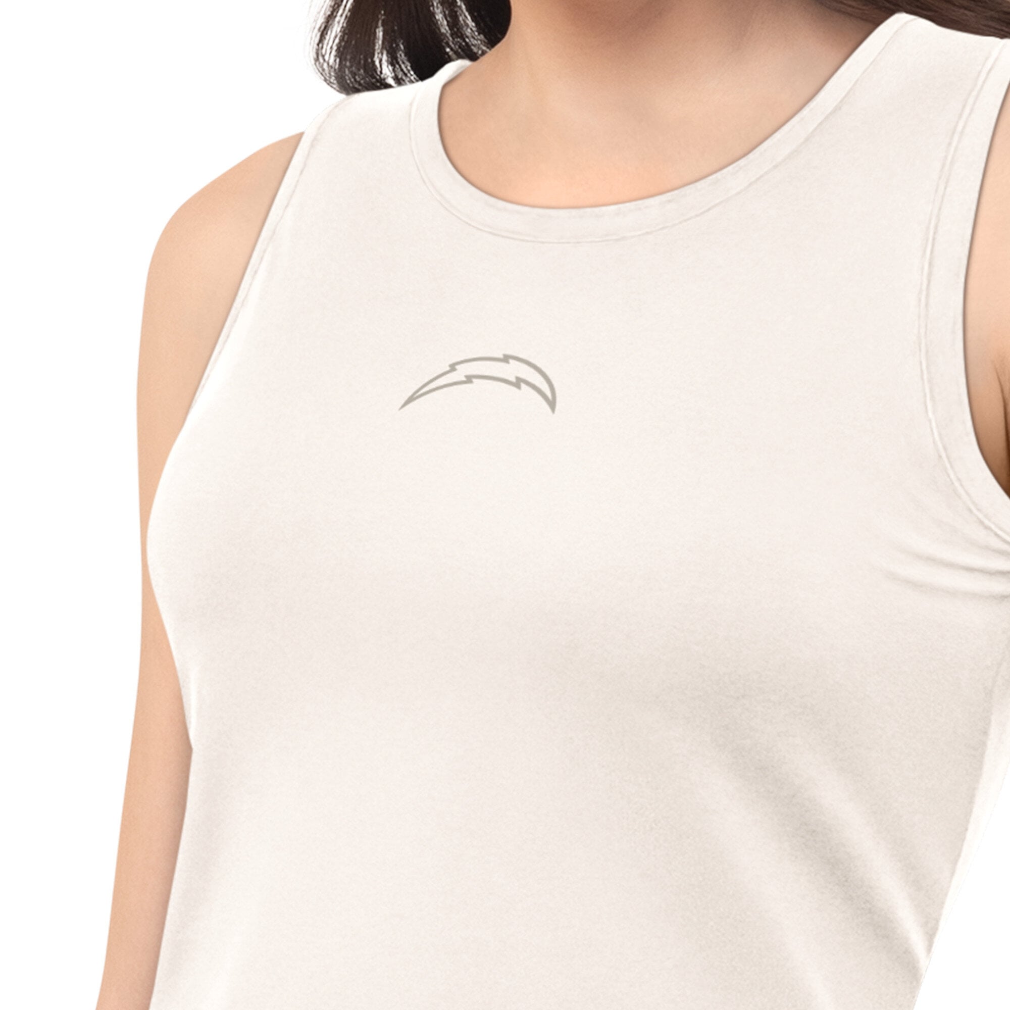 Women's  Starter White Los Angeles Chargers Athleisure Cropped Tank Top