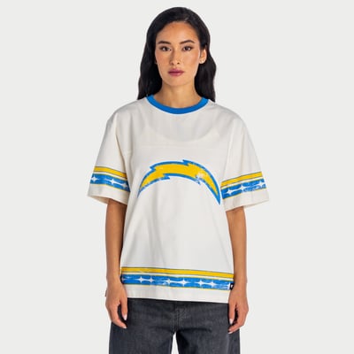  Los Angeles Chargers The Wild Collective Women's Oversized Established Boyfriend T-Shirt - Cream