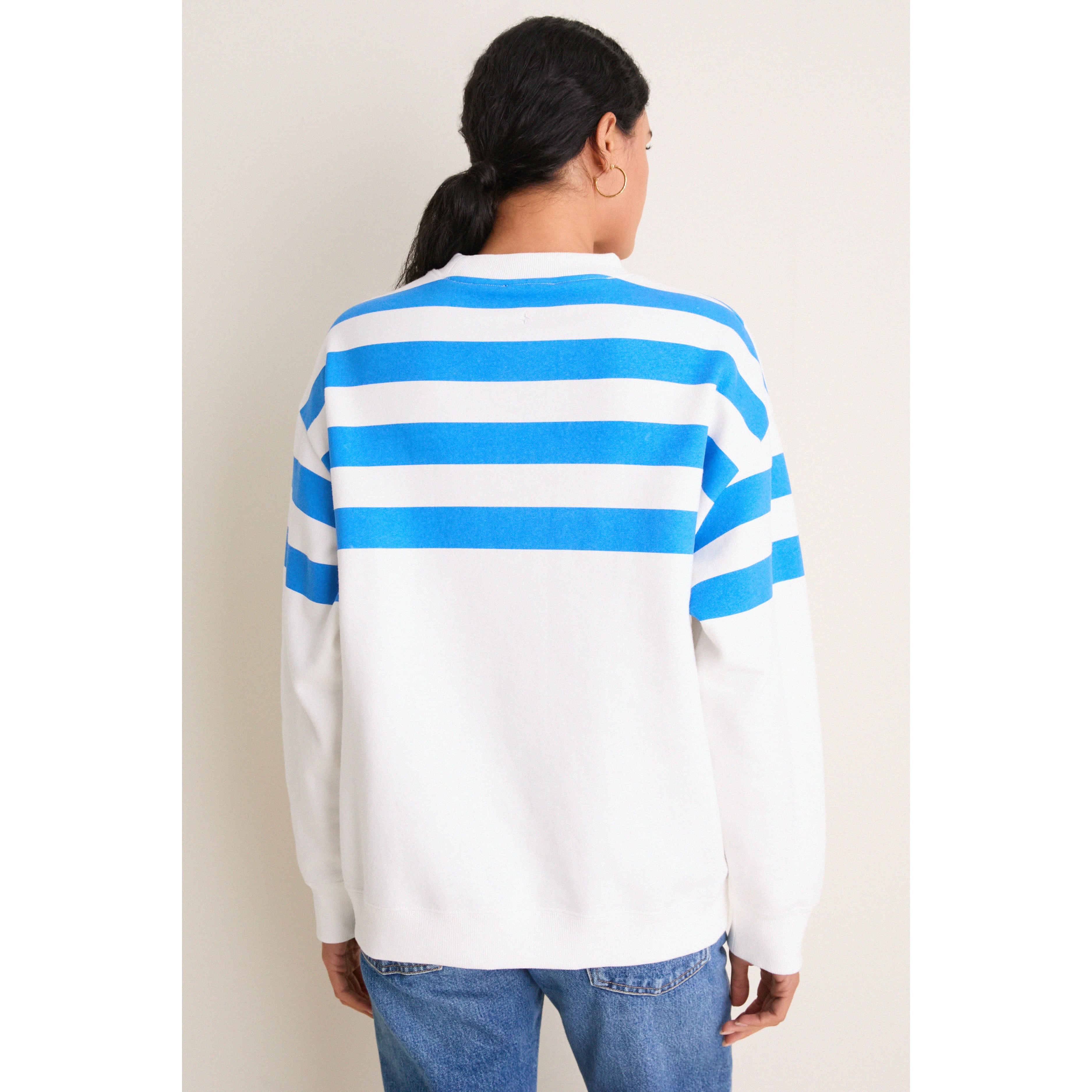 Sweat-shirt rayé blanc/bleu ciel pour femme Tuckernuck des Chargers de Los Angeles