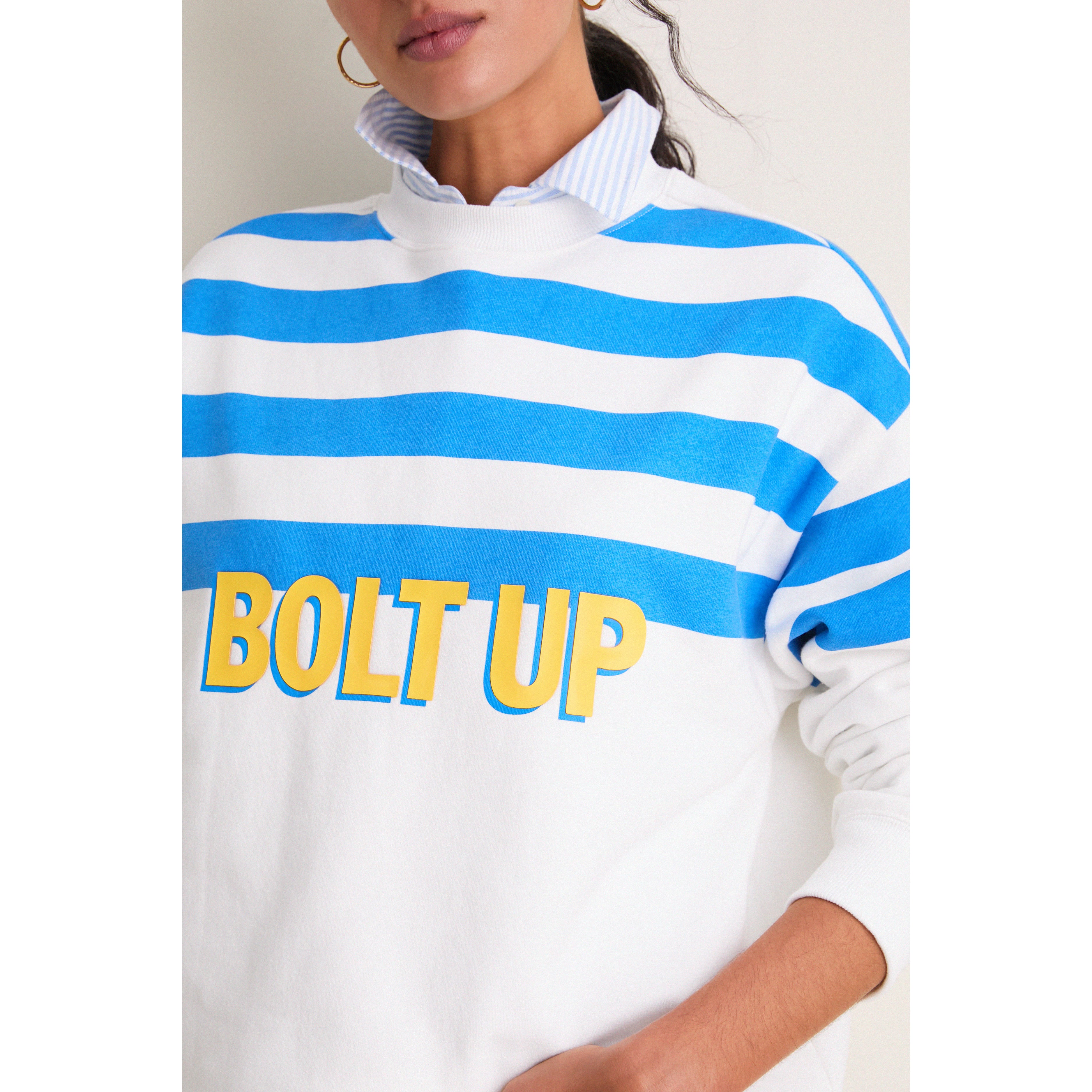 Sweat-shirt rayé blanc/bleu ciel pour femme Tuckernuck des Chargers de Los Angeles