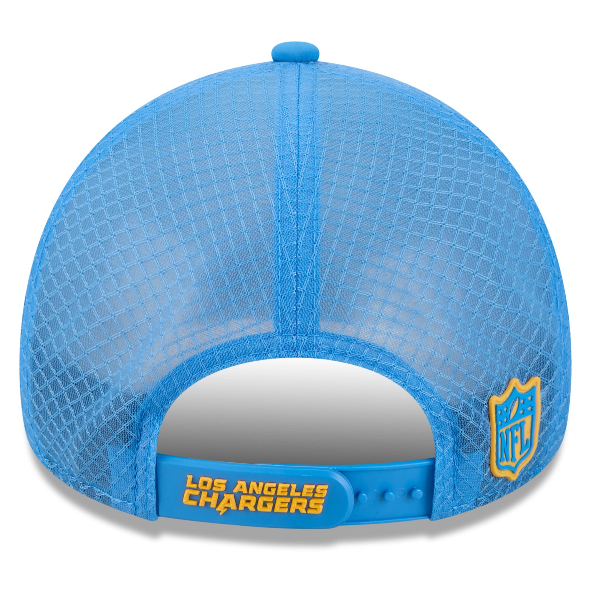 Casquette trucker ajustable New Era Powder Blue Los Angeles Chargers 2026 Sideline Apex 9FORTY pour jeunes