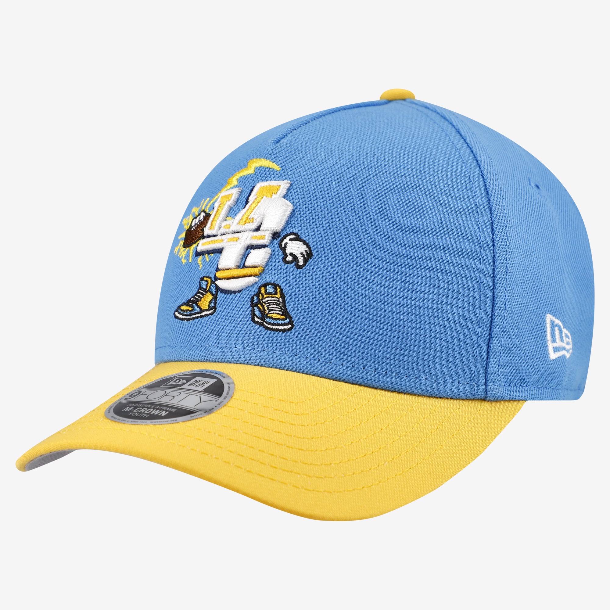 Casquette ajustable New Era 9FORTY A-Frame bleu poudré pour jeunes, motif Los Angeles Chargers.