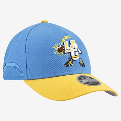 Los Angeles Chargers New Era Youth Cartoon 9FORTY A-Frame Adjustable Hat - Powder Blue
