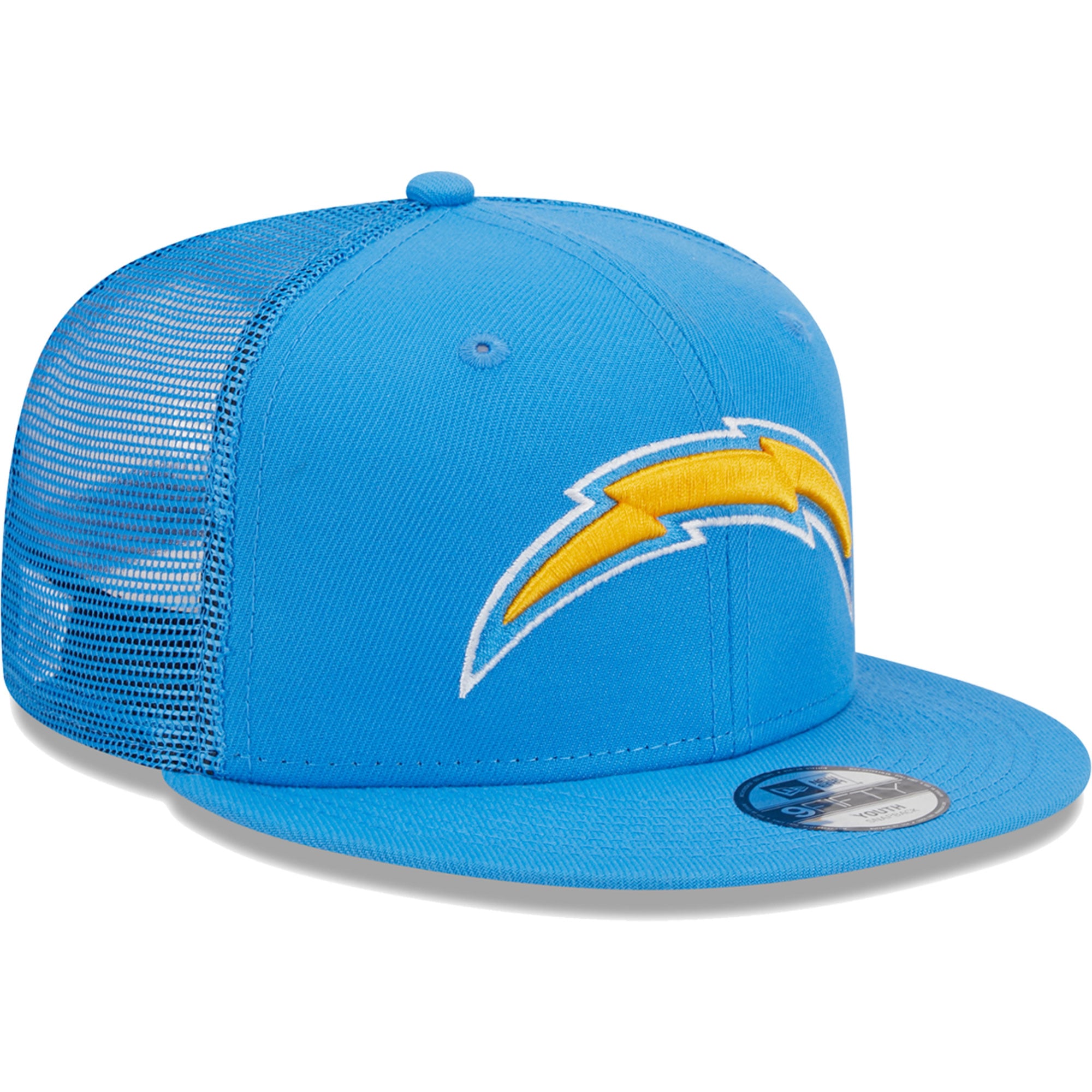 Casquette Snapback 9FIFTY pour jeune Los Angeles Chargers Main Trucker New Era bleu poudré