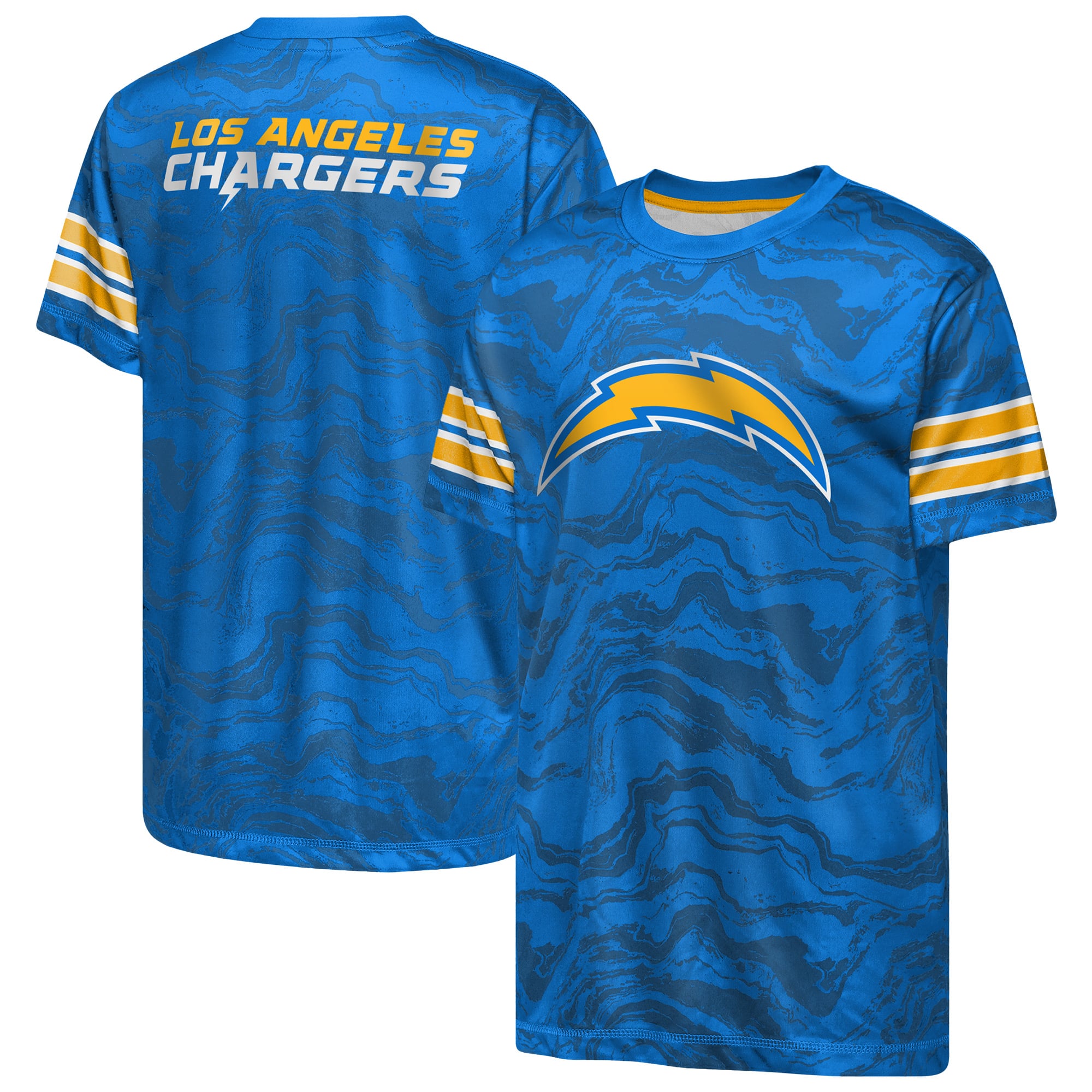 T-shirt de performance Outerstuff bleu pour jeunes, Los Angeles Chargers, motif Slant Route