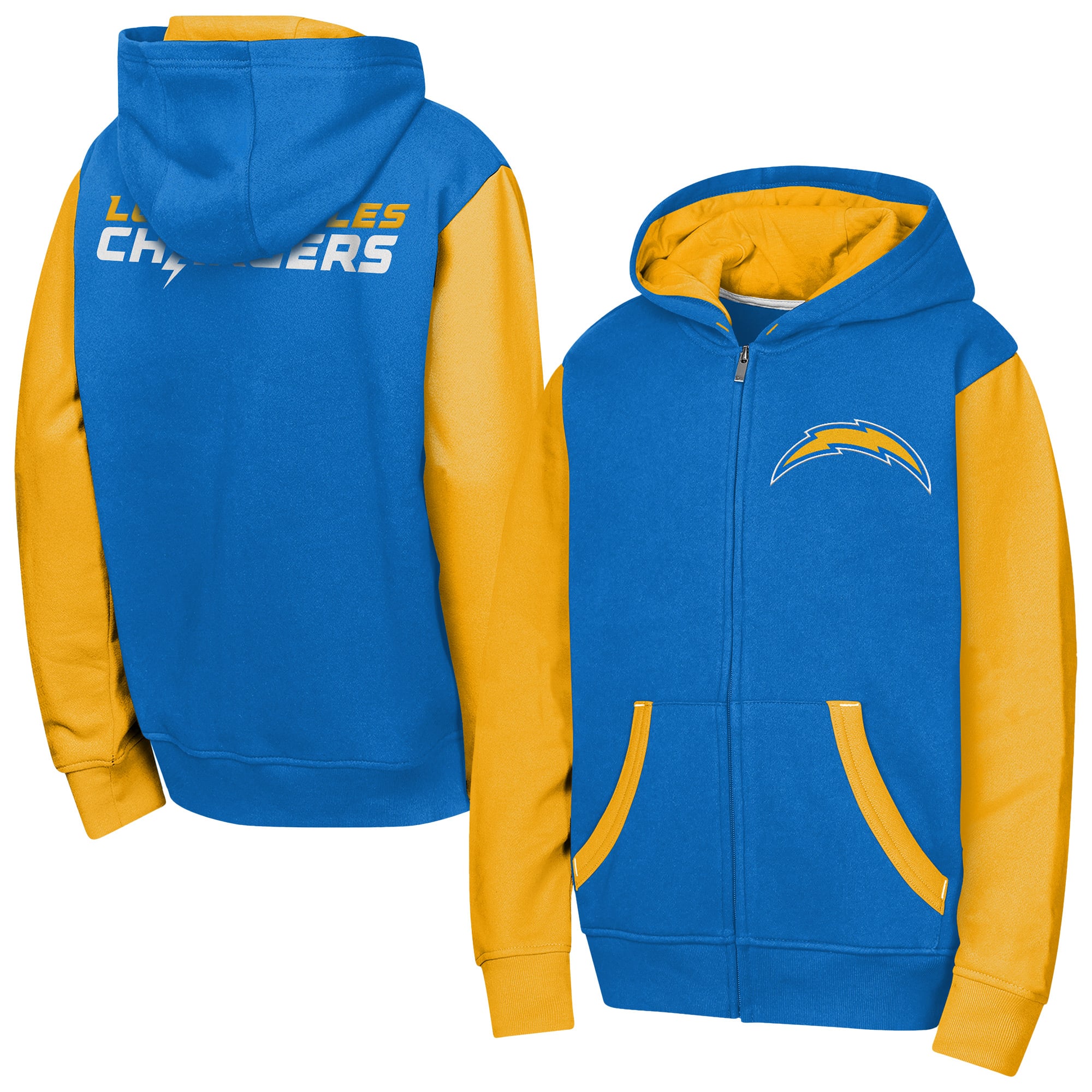 Youth Outerstuff Powder Blue Los Angeles Chargers Stadium Colorblock Full-Zip Hoodie