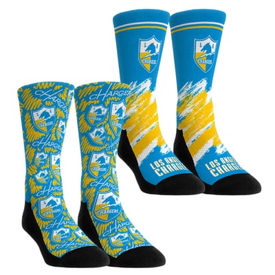  Los Angeles Chargers Rock Em Youth Throwback Two-Pack Crew Socks Set - Blue