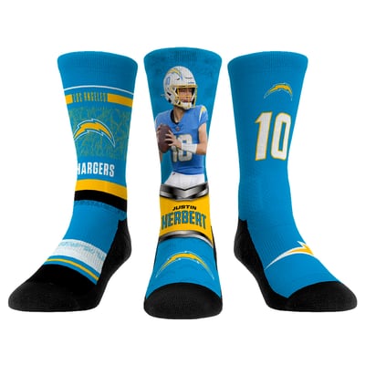 Justin Herbert Los Angeles Chargers Rock Em Youth 3-Pack Crew Socks Set - 