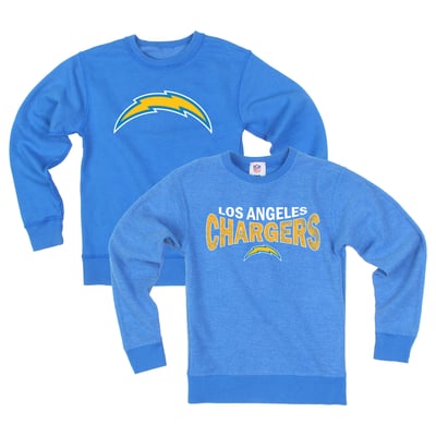  Los Angeles Chargers Wes & Willy Youth Reversible Fleece Sweatshirt - Powder Blue