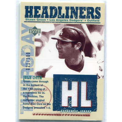 2004 Upper Deck Headliners Jersey Gold #SG Shawn Green