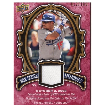 2009 UD A Piece of History Box Score Memories Jersey Red #BSMRF Rafael Furcal