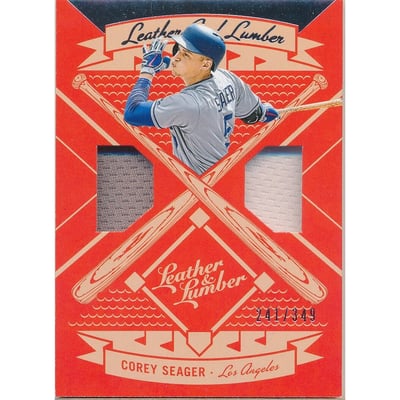 2019 Panini Leather and Lumber Leather and Lumber Dual Jersey Relics #5 Corey Seager/349