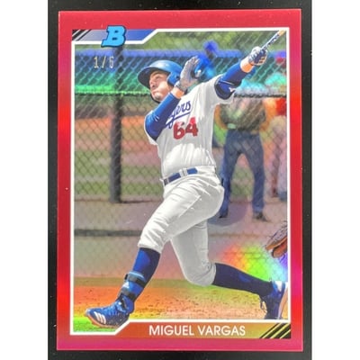 2020 Bowman Heritage Chrome Prospects Red #92CP-MV Miguel Vargas /5