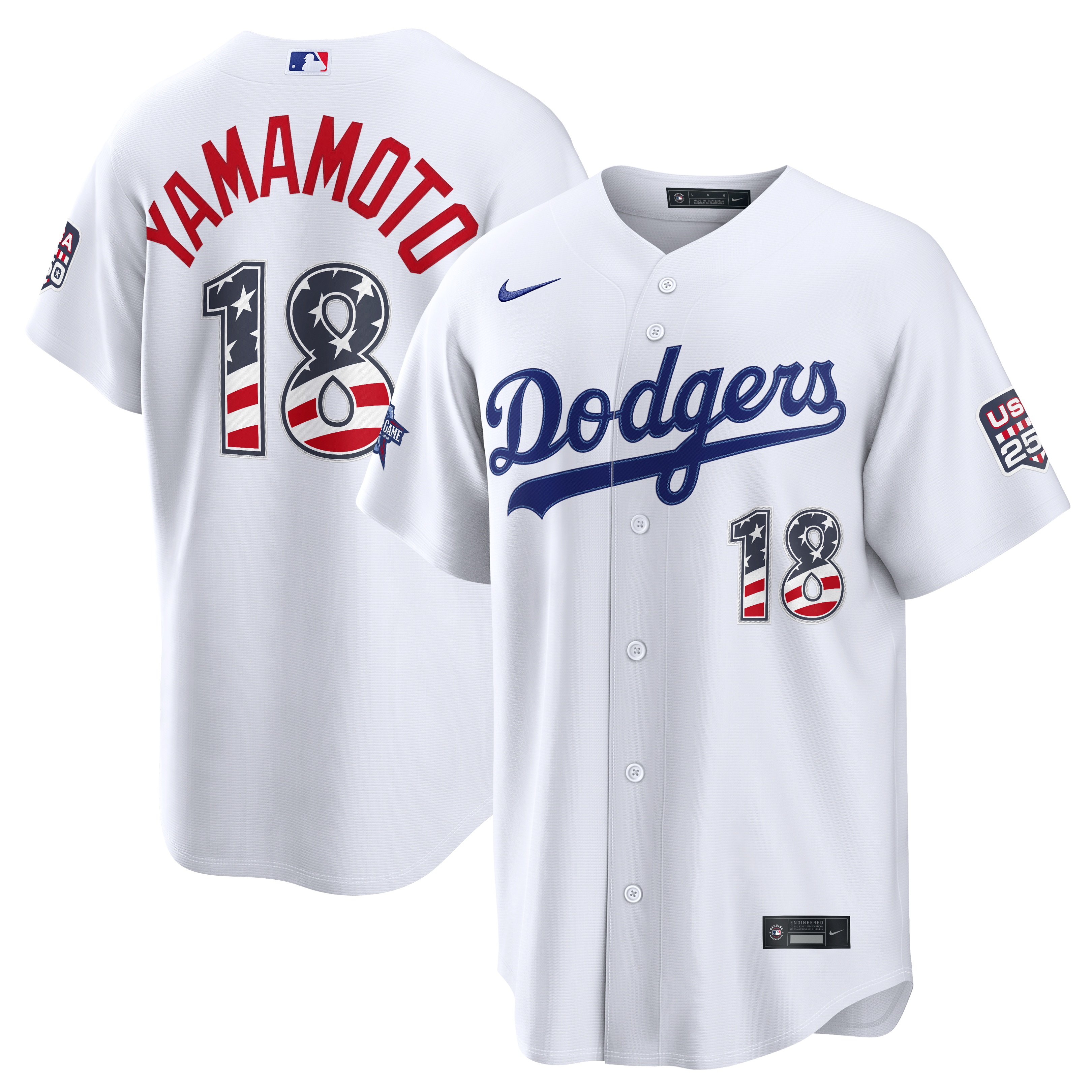 2026 All-Star Edition Stars & Stripes Men's Los Angeles Dodgers Yoshinobu Yamamoto Nike White Stadium Jersey