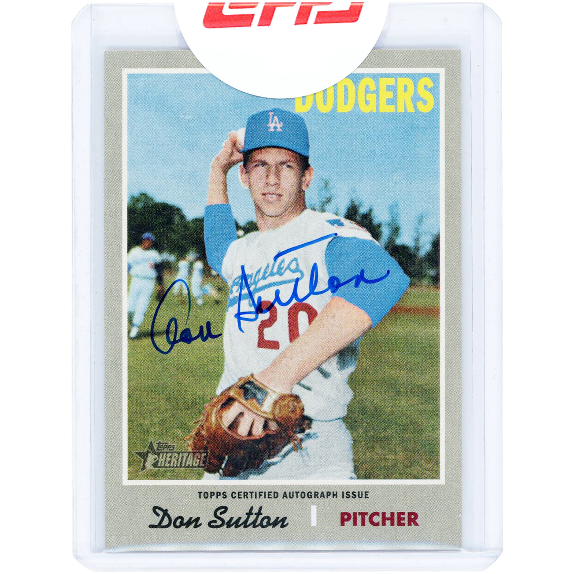 Carte autographiée de Don Sutton (Los Angeles Dodgers) Topps Heritage Real One 2019 #ROA-DS