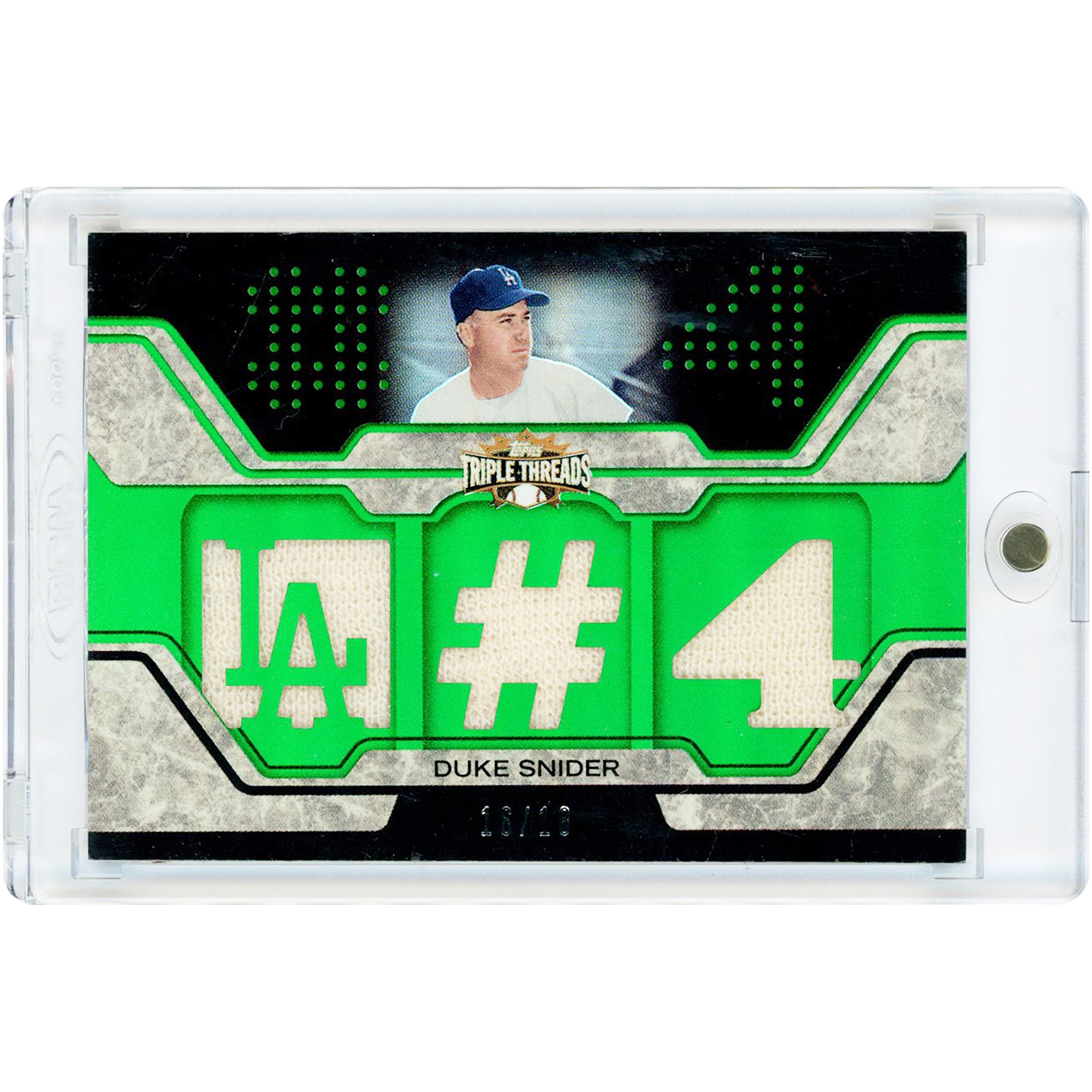 Carte Duke Snider des Dodgers de Los Angeles 2008 Topps Triple Threads Emerald Triple Game Used Jersey Relics #TTR-10 #16/18