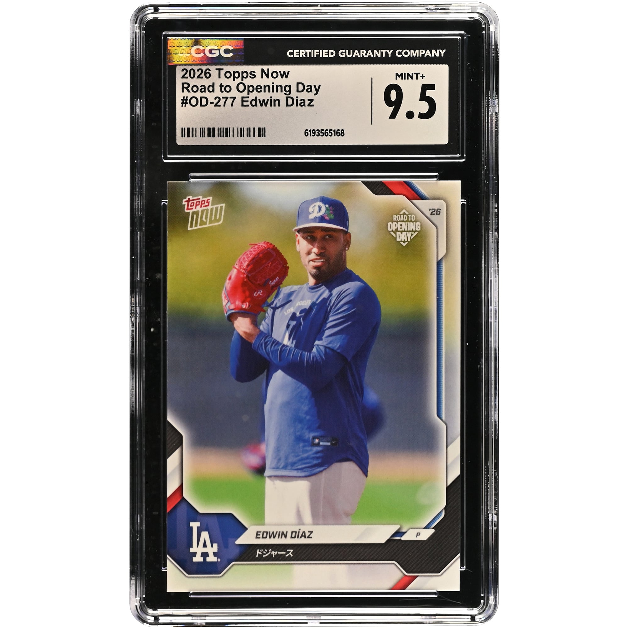 Carte Edwin Díaz des Dodgers de Los Angeles 2026 Topps Now Road to Opening Day - Édition Japon #OD-277, authentifiée CGC 9.5