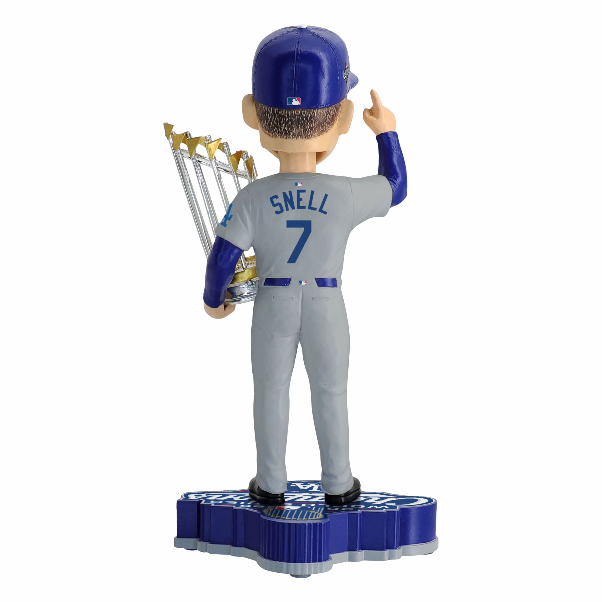 Figurine à tête branlante de 20 cm (8 pouces) de Blake Snell, des Dodgers de Los Angeles, champions des Séries mondiales 2025 (FOCO).