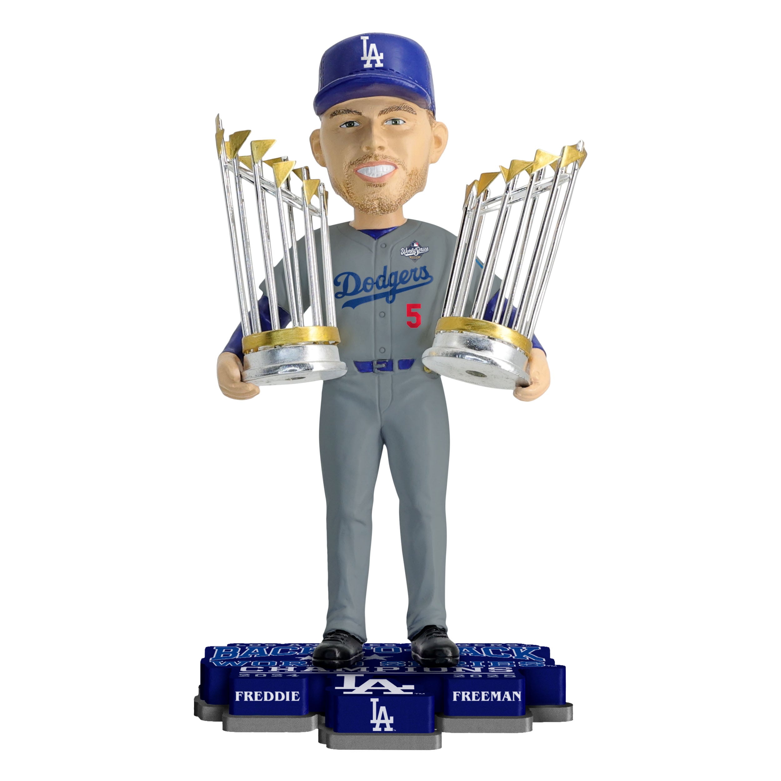 Figurine à tête branlante de 20 cm (8 pouces) de Freddie Freeman, des Dodgers de Los Angeles, doubles champions des Séries mondiales.