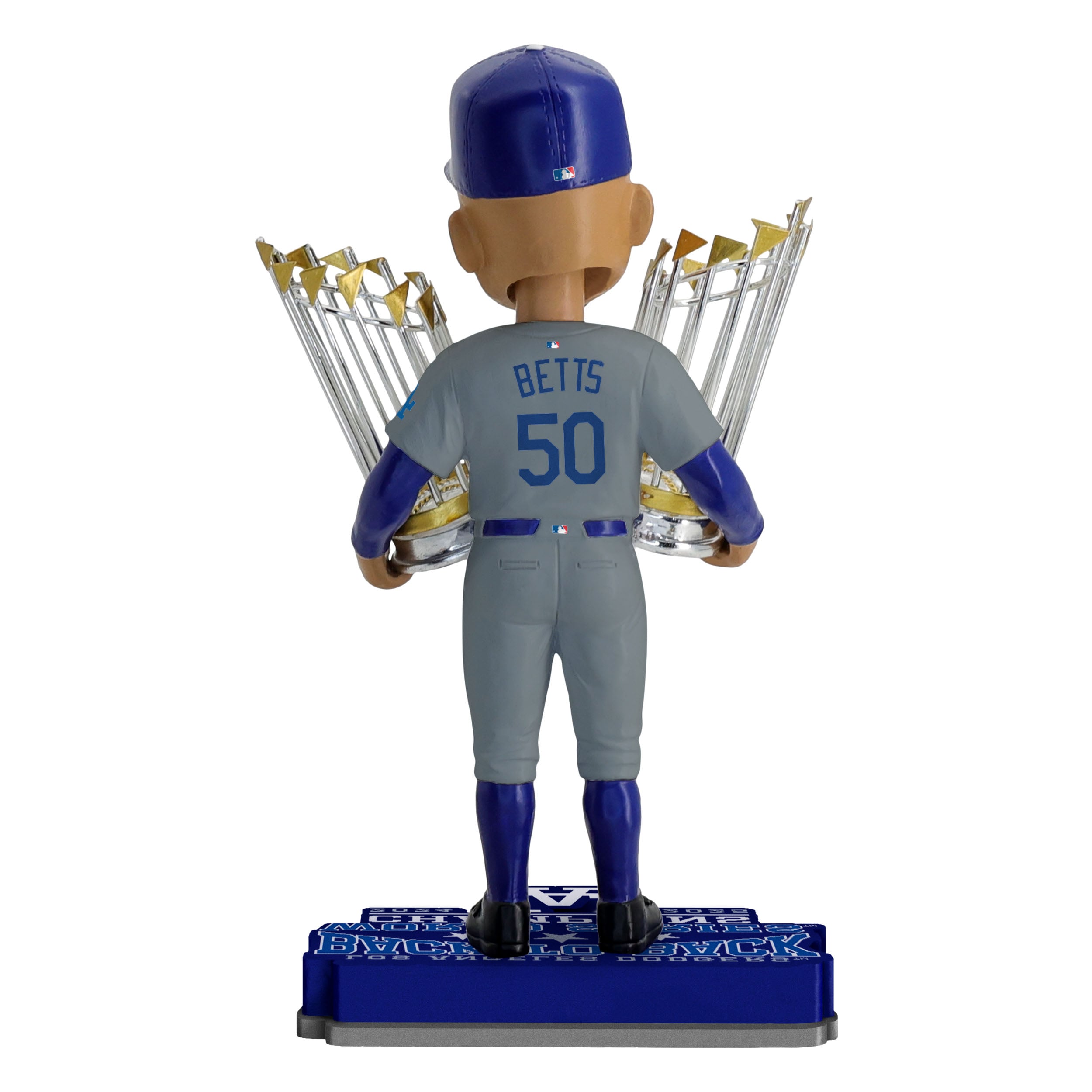 Figurine à tête branlante de 20 cm (8 pouces) de Mookie Betts, des Dodgers de Los Angeles, doubles champions des Séries mondiales.