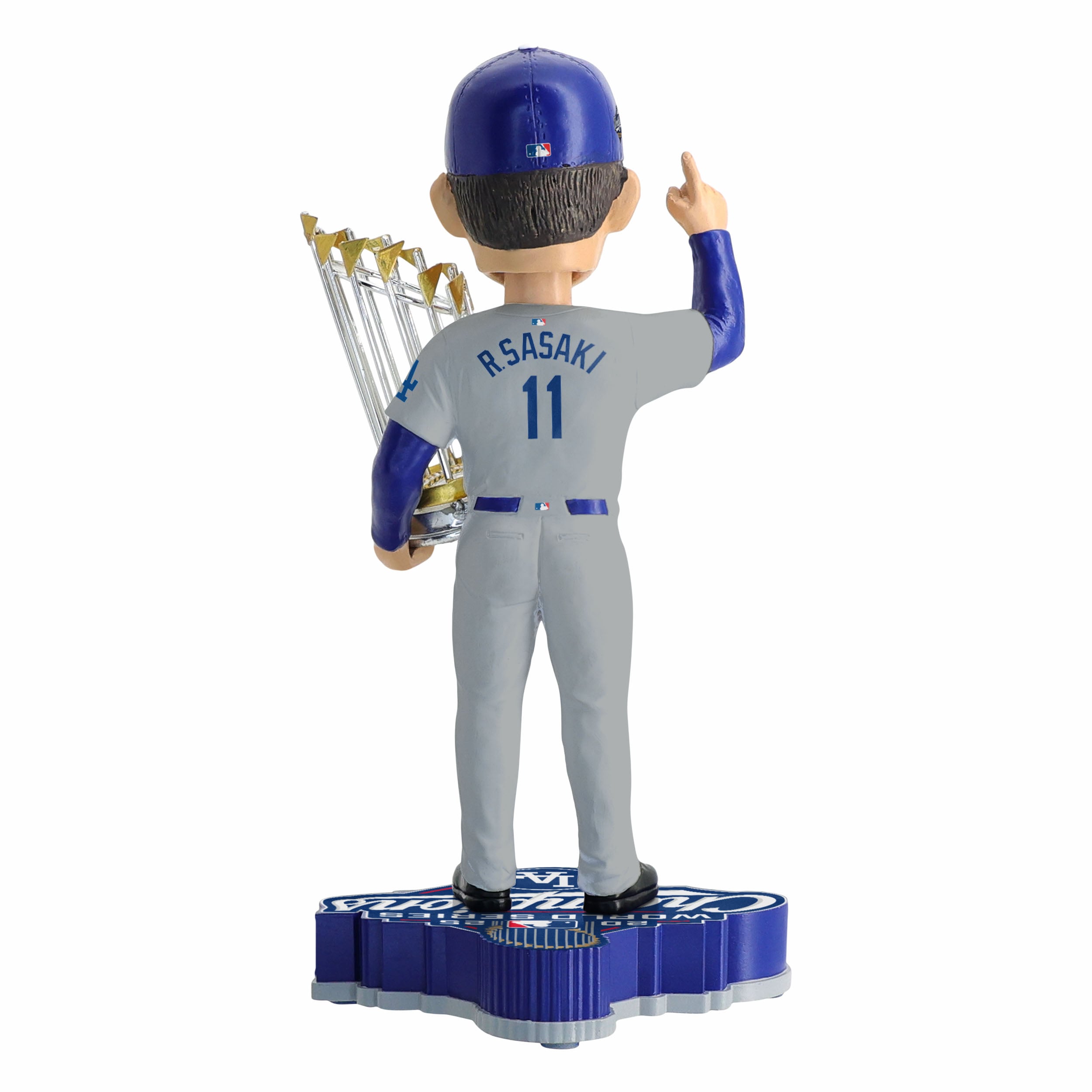 Figurine à tête branlante de 20 cm (8 pouces) de Roki Sasaki, Los Angeles Dodgers, champions des Séries mondiales 2025 (FOCO).