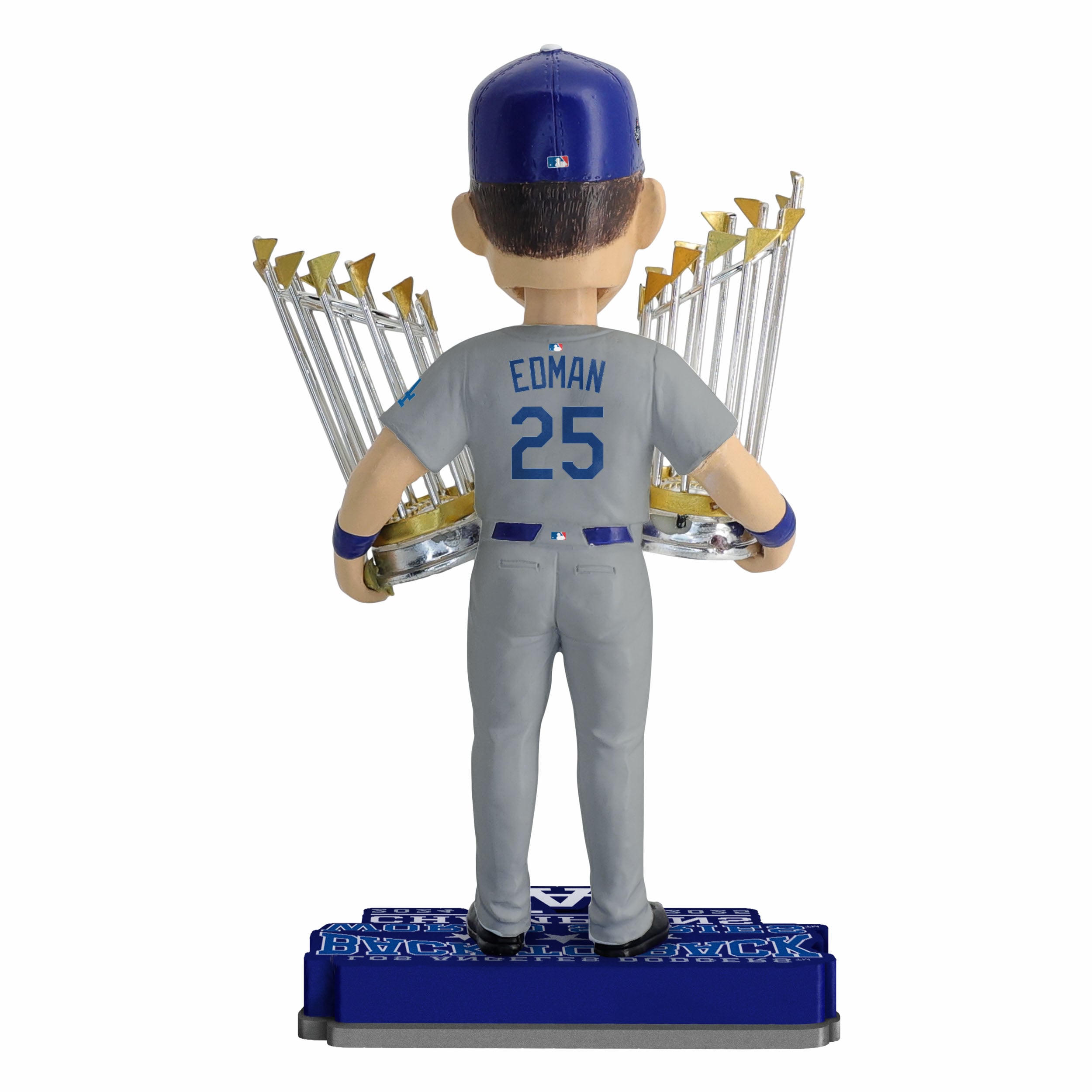 Figurine à tête branlante de 20 cm (8 pouces) de Tommy Edman, des Dodgers de Los Angeles, doubles champions des Séries mondiales.
