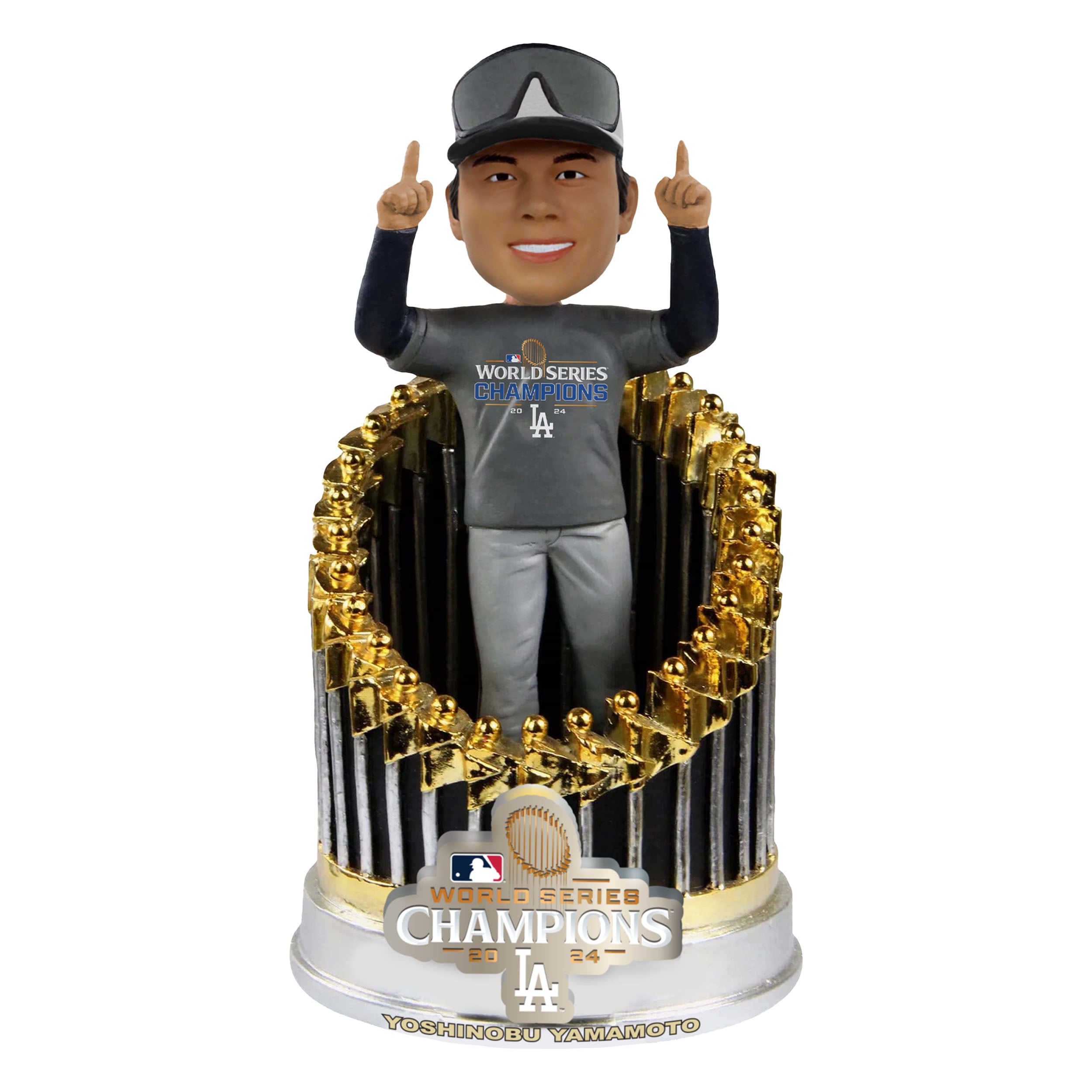 FOCO Yoshinobu Yamamoto Los Angeles Dodgers 2024 World Series Champions 8" Fanatics Exclusive Player In Trophy Bobblehead