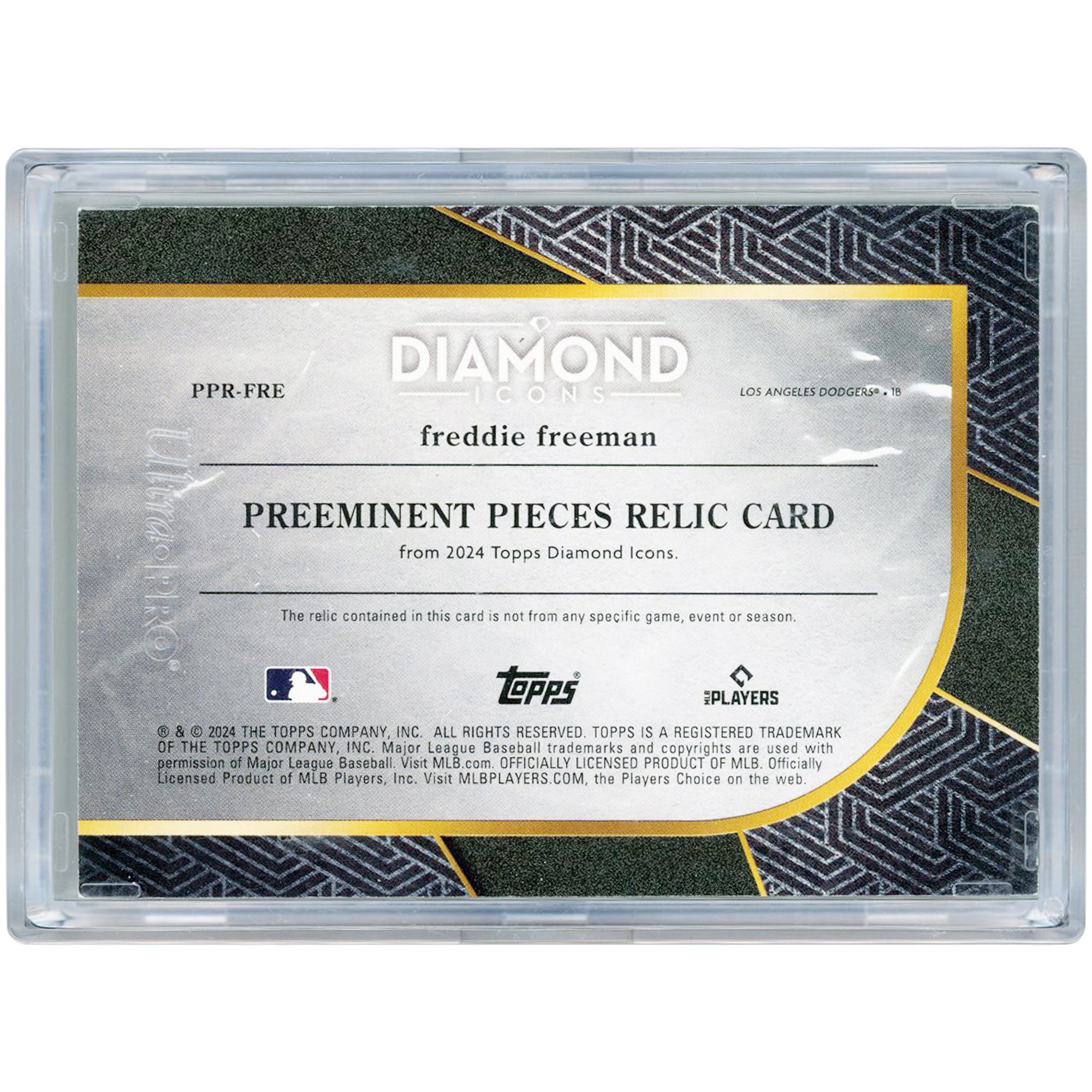 Freddie Freeman Los Angeles Dodgers 2024 Topps Diamond Icons Game Used Cleat Relic #PPR-FRE #1/1 Card