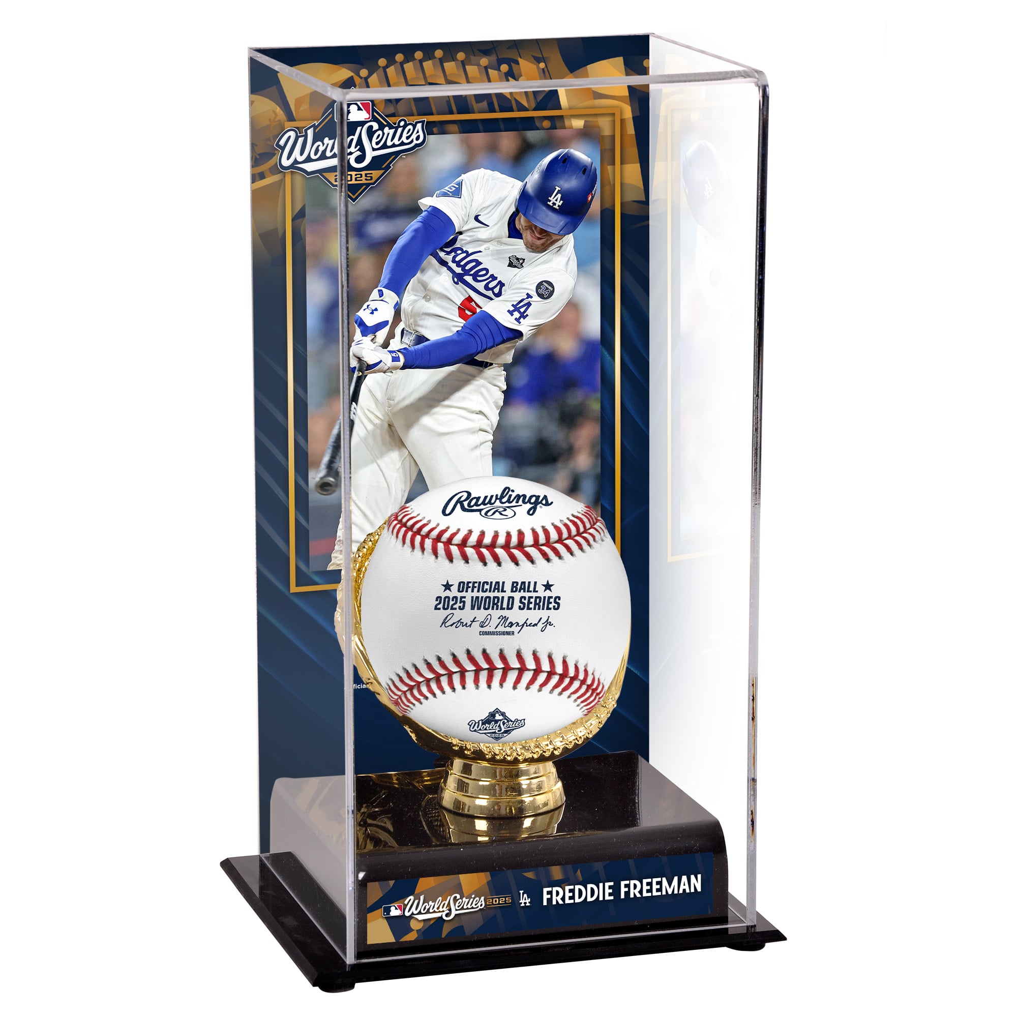 Vitrine sublimée Freddie Freeman des Dodgers de Los Angeles, champions de la Série mondiale 2025, avec image