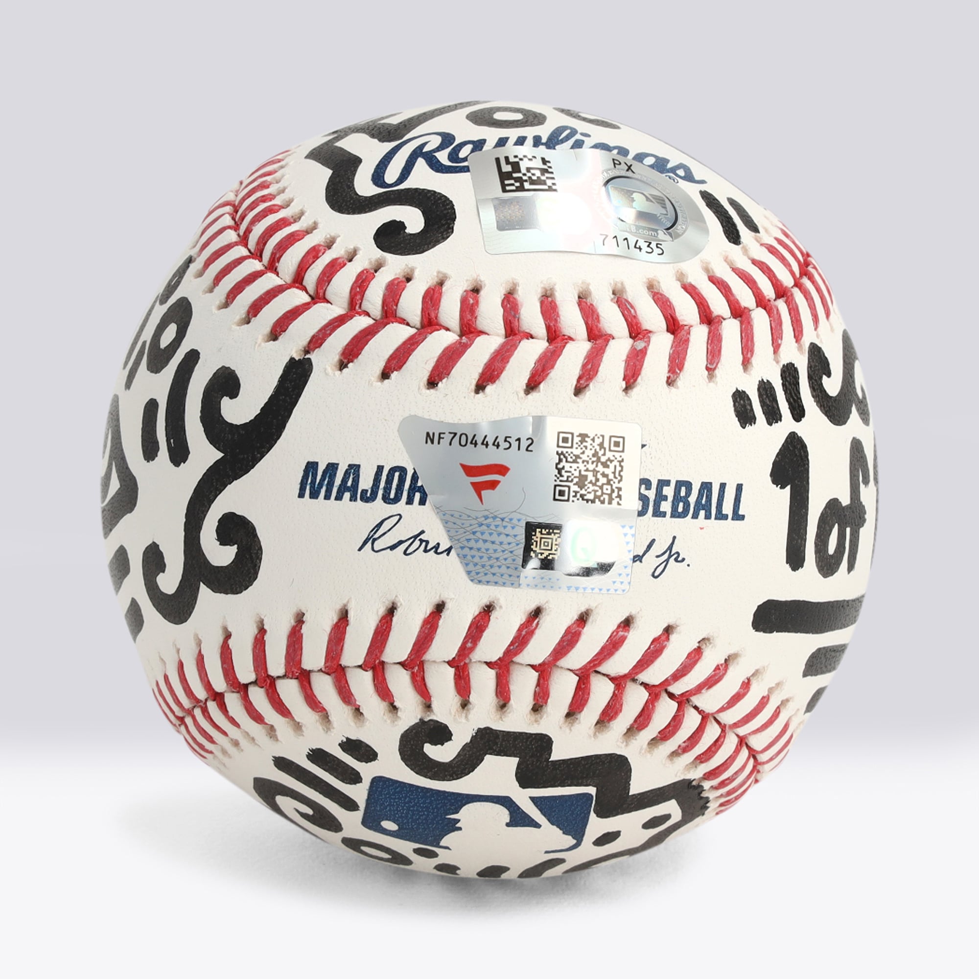 Balle de baseball autographiée par Freddie Freeman (Los Angeles Dodgers) - Illustration d'Alex Alpert - Édition limitée n° 1/1 - NF70444512