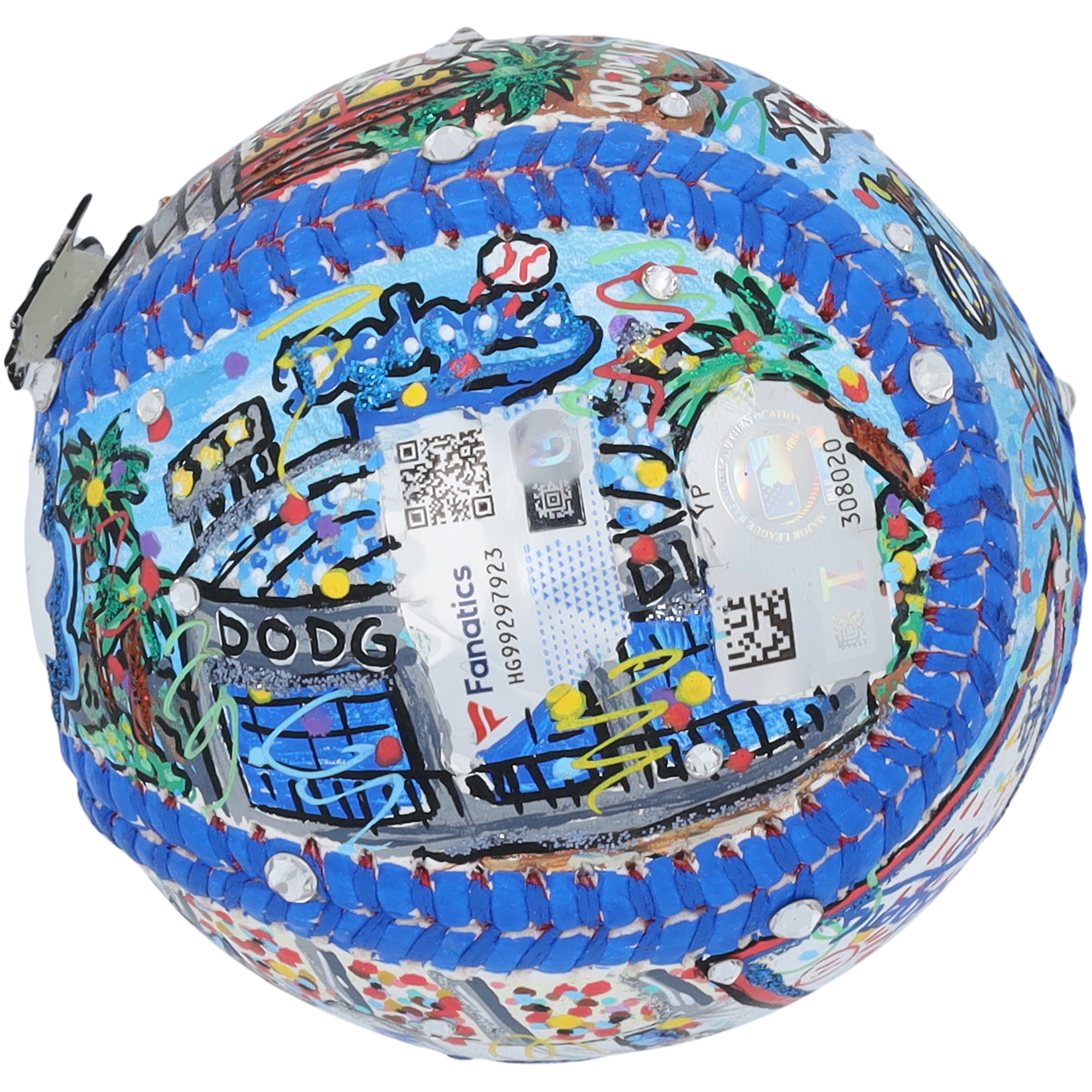 Ballon de baseball autographié par Freddie Freeman des Dodgers de Los Angeles - Illustration de Charles Fazzino - HG99297923