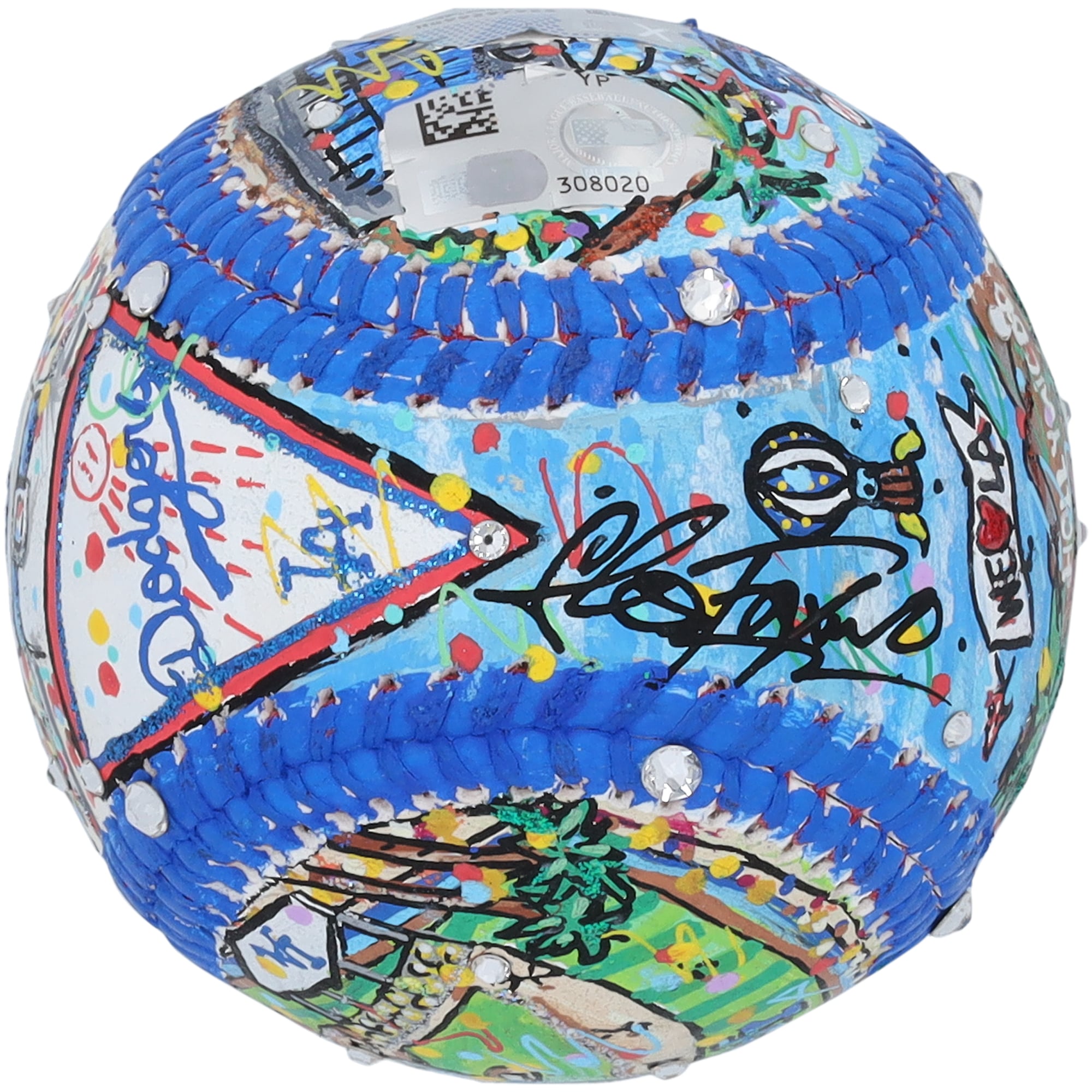 Ballon de baseball autographié par Freddie Freeman des Dodgers de Los Angeles - Illustration de Charles Fazzino - HG99297923