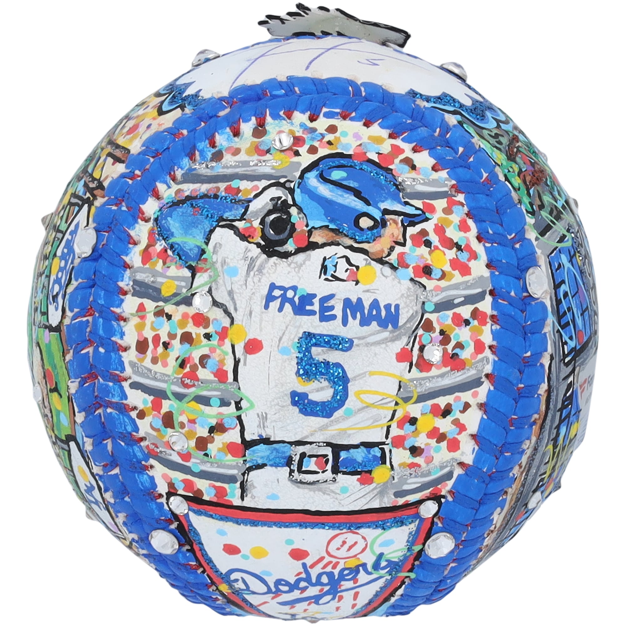 Ballon de baseball autographié par Freddie Freeman des Dodgers de Los Angeles - Illustration de Charles Fazzino - HG99297923