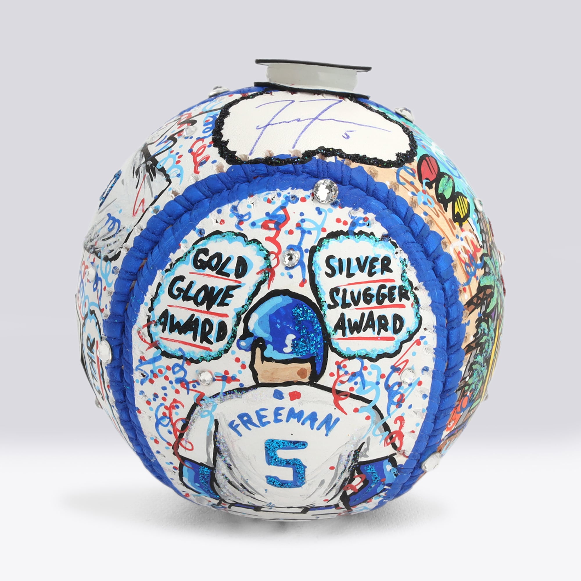 Balle de baseball autographiée par Freddie Freeman (Los Angeles Dodgers) - Illustration de Charles Fazzino - NF70446063