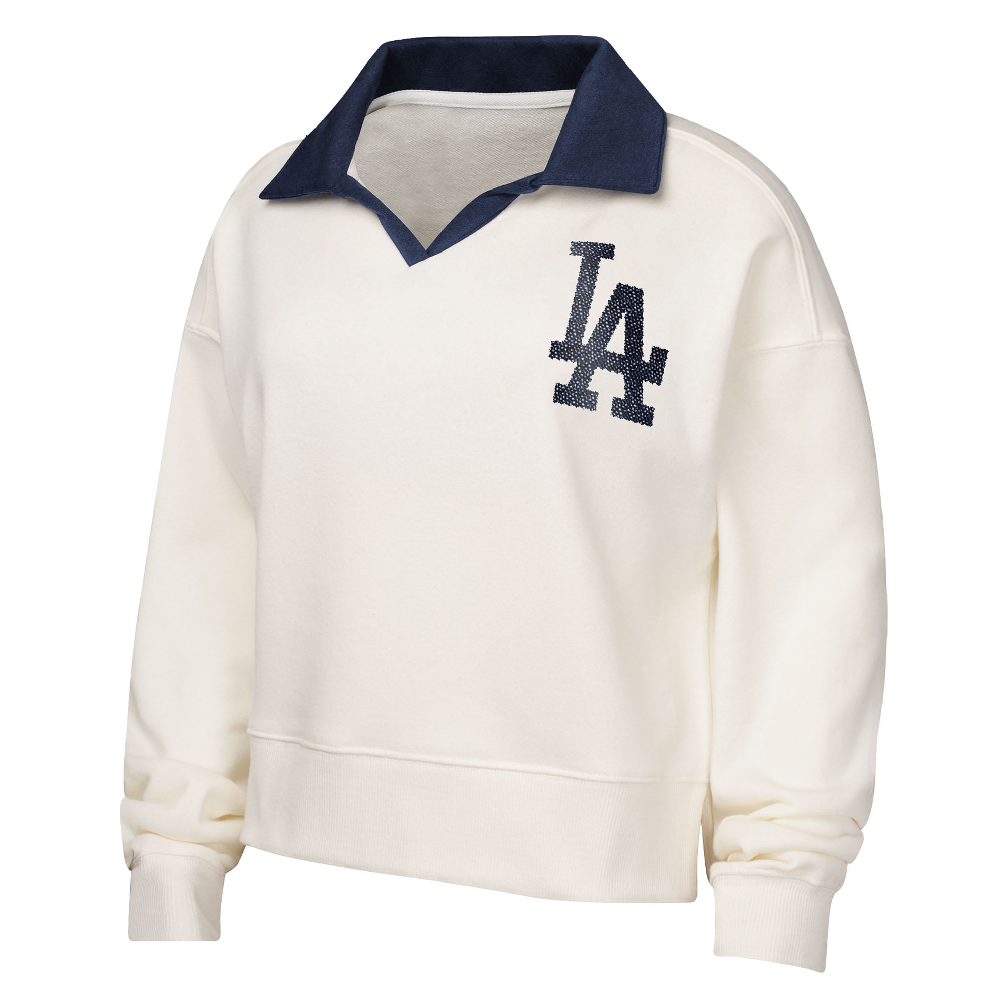 Sweat-shirt à col en V blanc pour jeunes filles Los Angeles Dodgers Ballpark Hit
