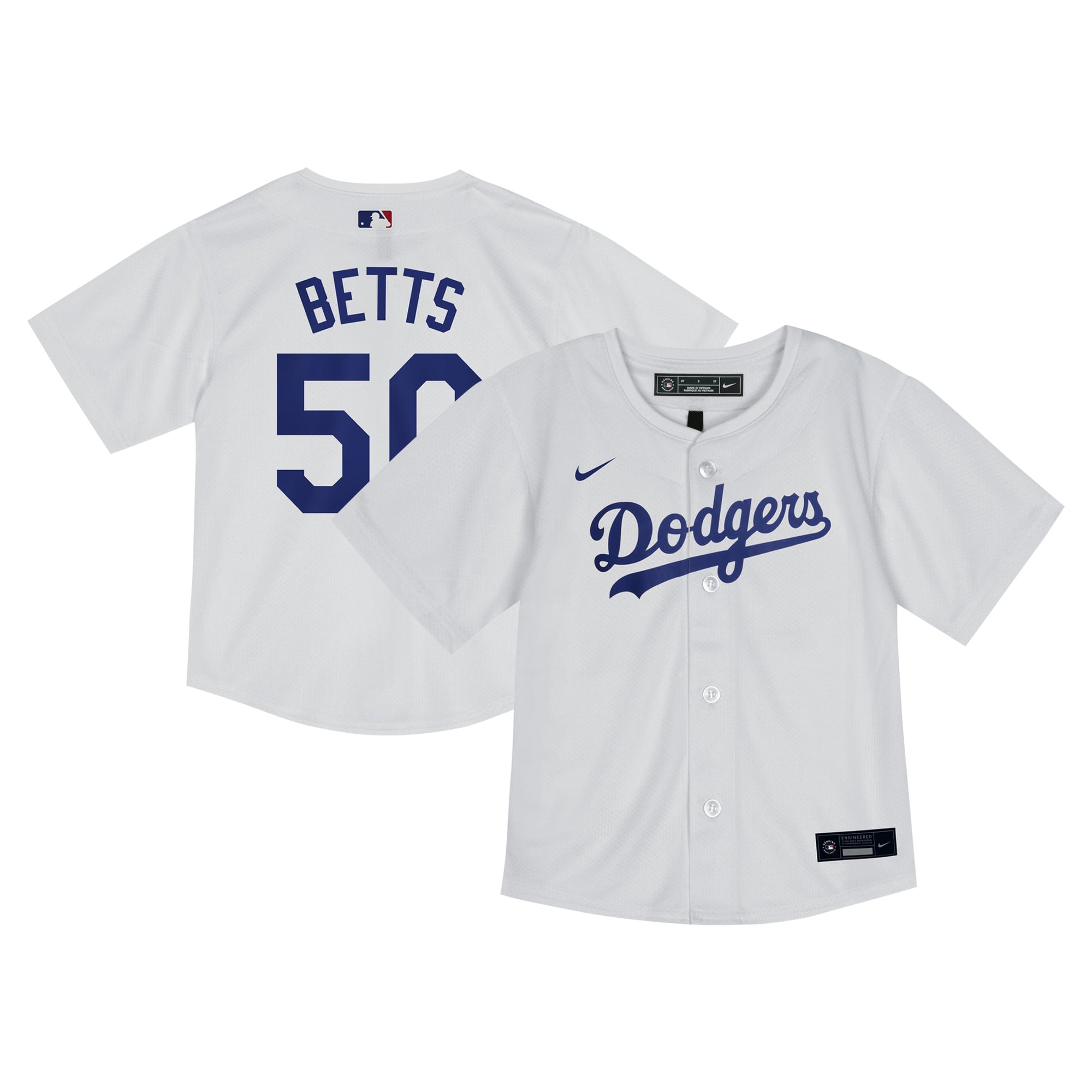 Maillot de match Nike Mookie Betts blanc des Dodgers Los Angeles pour bébé