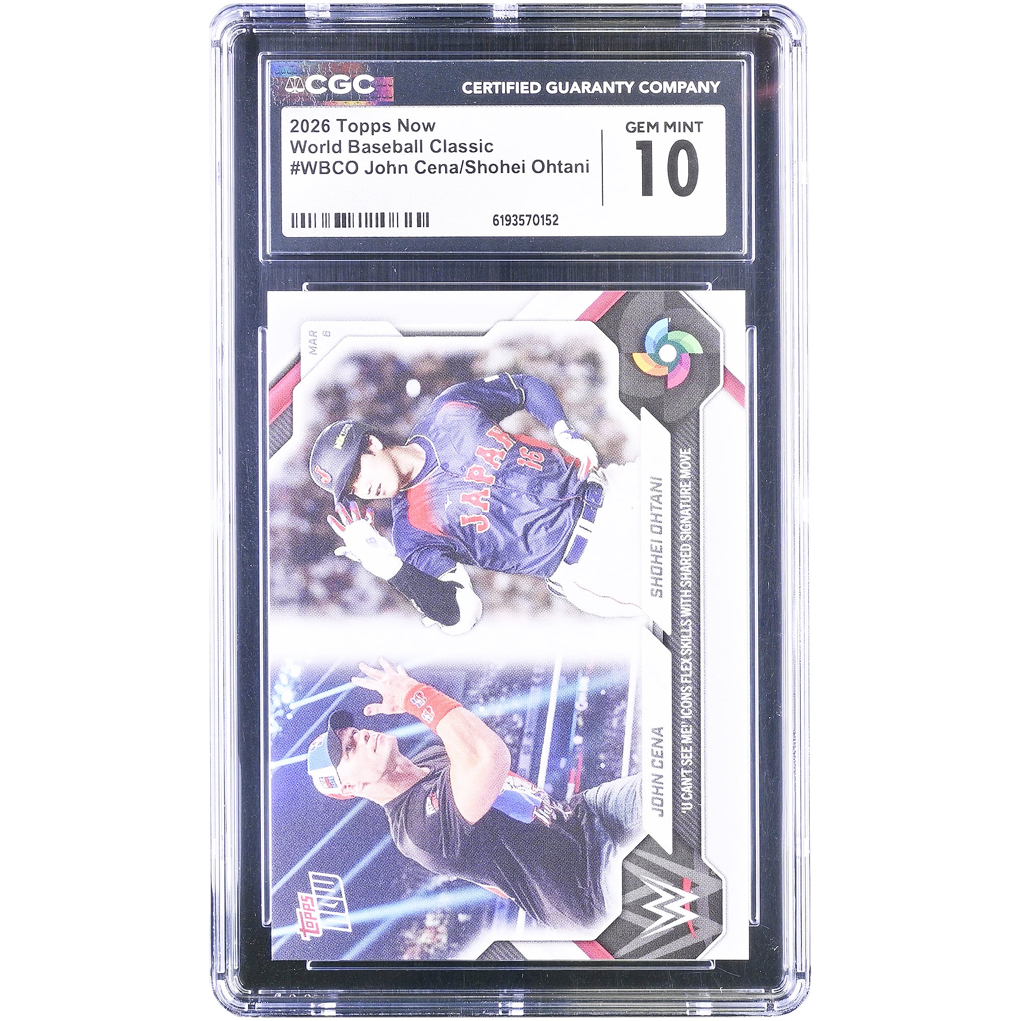 John Cena et Shohei Ohtani 2026 Topps Now U Can't See Me! Icônes : Maîtrisez leur geste signature #WBCO Carte authentifiée CGC 10