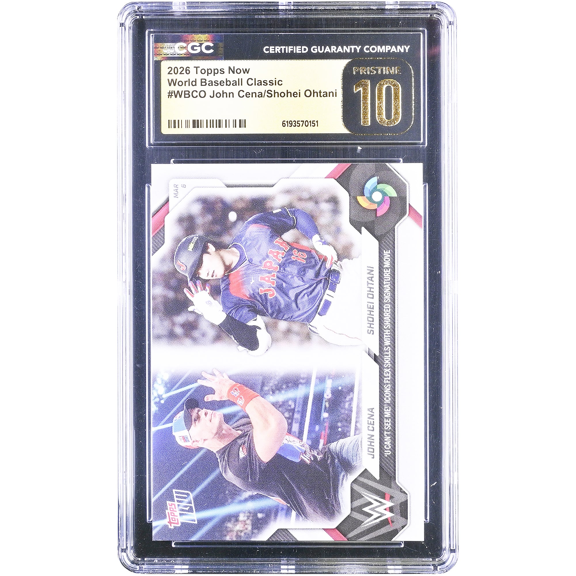 John Cena et Shohei Ohtani 2026 Topps Now U Can't See Me! Icônes : Maîtrisez leur geste signature #WBCO Authentifiée CGC État neuf Carte 10