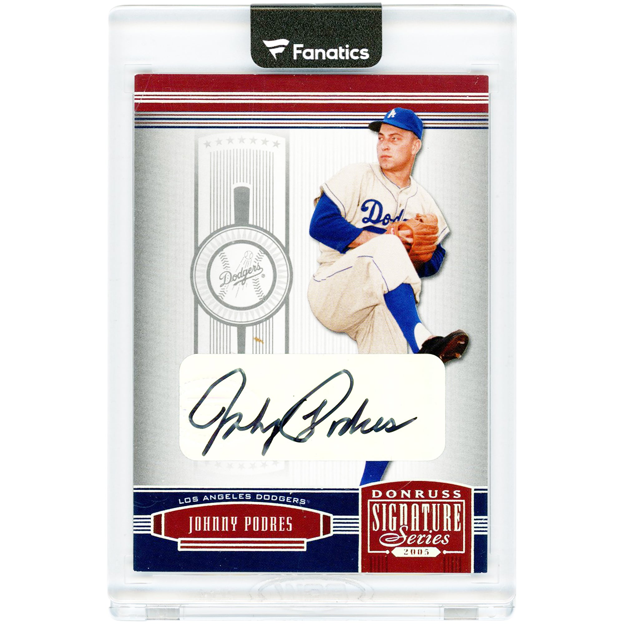 Carte autographiée par Johnny Podres des Dodgers de Los Angeles, série Donruss Signature 2005, numéro 62