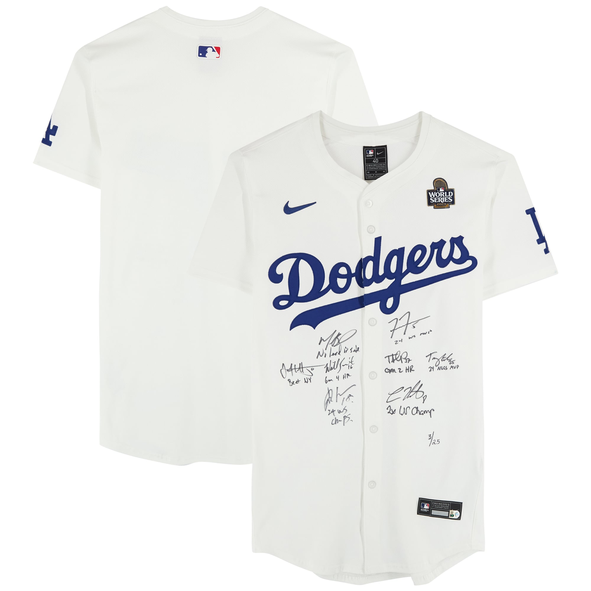 Los Angeles Dodgers Autographed 2024 World Series Champions Nike 