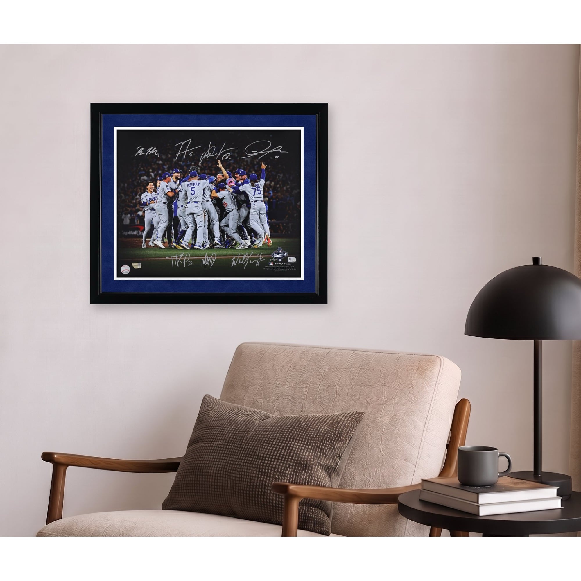 Los Angeles Dodgers Autographed 2025 World Series Champions 16" x 20" Celebration Photograph with 7 Signatures - Limited Edition of 50