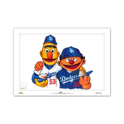 Los Angeles Dodgers Bert & Ernie Limited Edition 24" x 36" Sesame Street Art Print