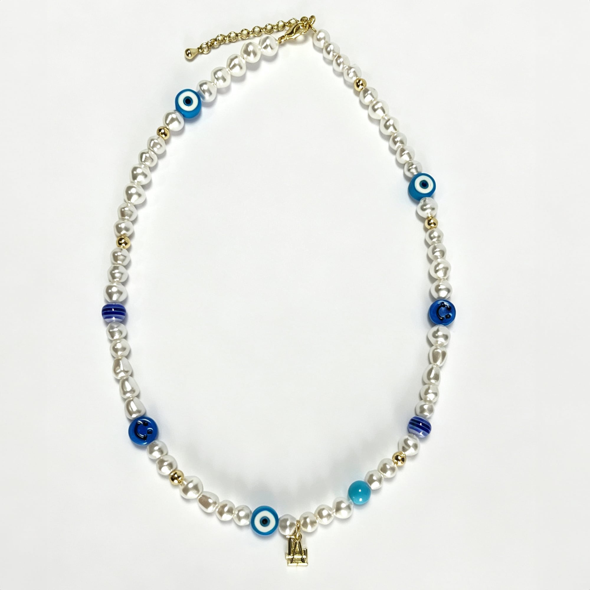 LUV AJ Los Angeles Dodgers Pearl Bead Logo Necklace