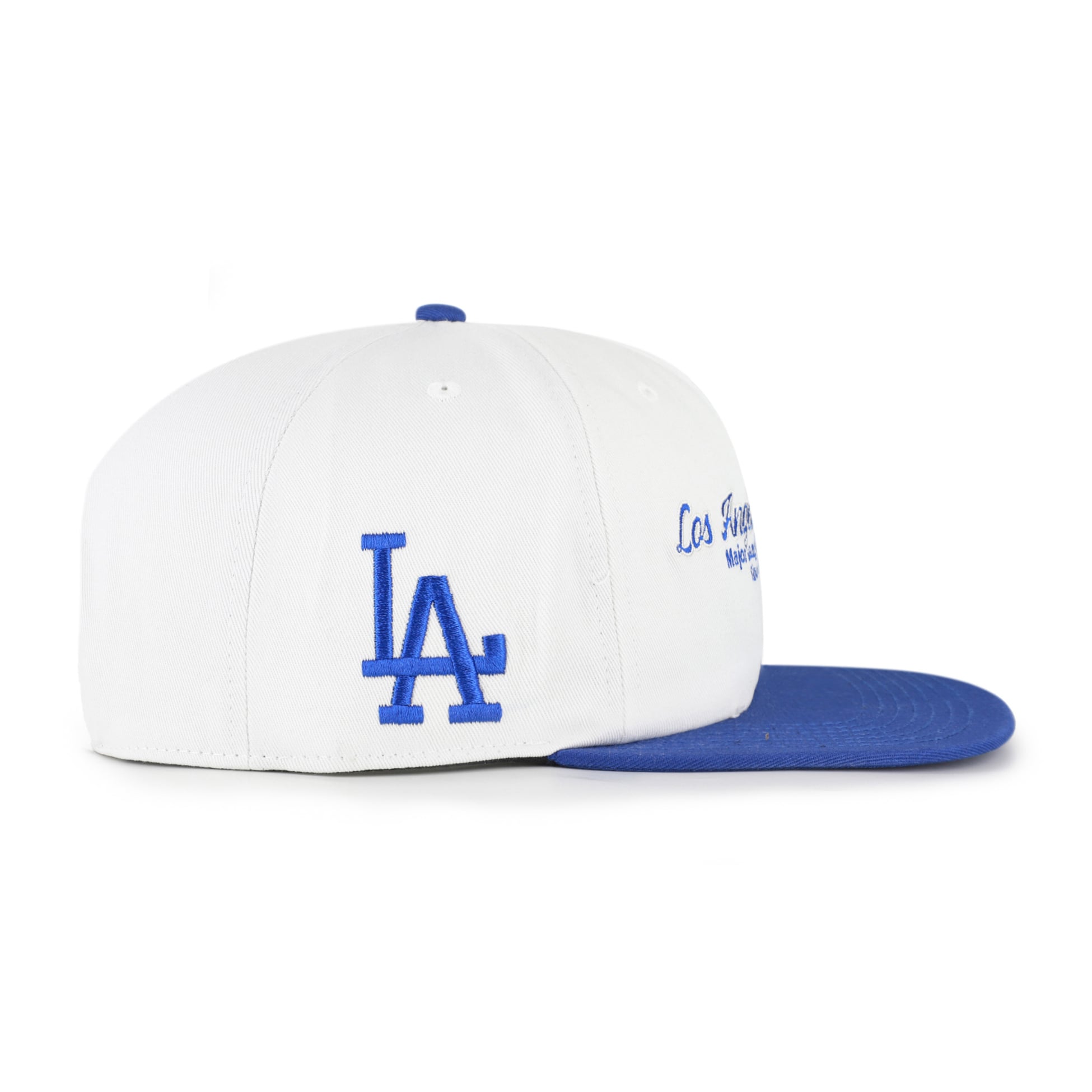 Men's '47 White/Royal Los Angeles Dodgers Script Stack Relaxed Captain Snapback