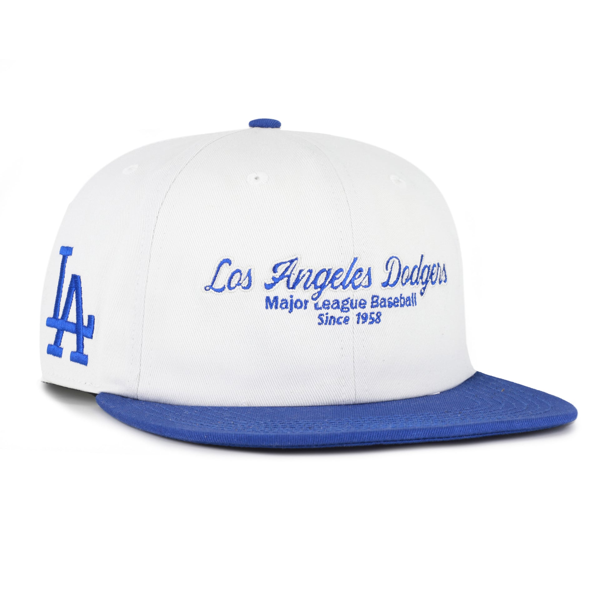 Men's '47 White/Royal Los Angeles Dodgers Script Stack Relaxed Captain Snapback