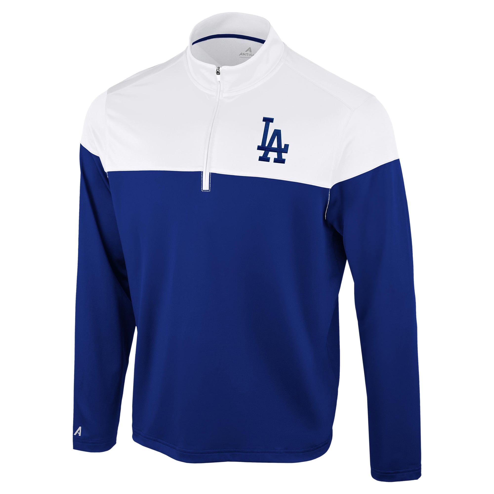 Pull à col zippé Antigua Royal/Blanc Los Angeles Dodgers pour homme
