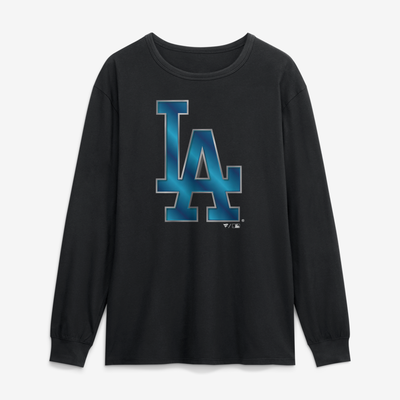 Los Angeles Dodgers  Metallic Mascot Long Sleeve T-Shirt - Black